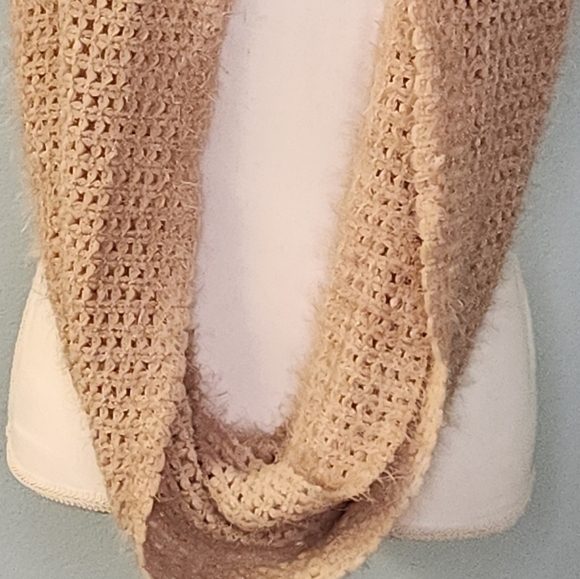 Cozy tan brown lightweight Knit versatile Infinity Scarf - Picture 5 of 5